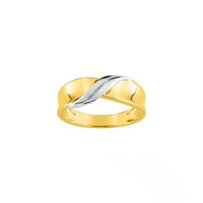 Bague en or jaune et rhodium