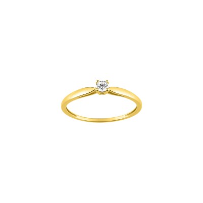 Solitaire en or jaune et diamant 0.10ct