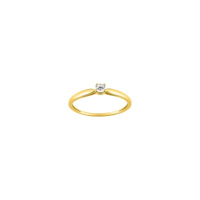 Solitaire en or jaune et diamant 0.1ct