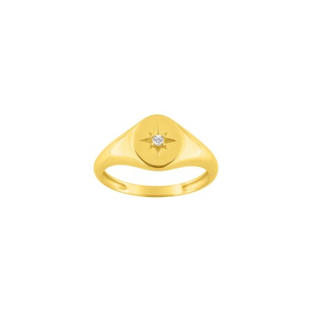 Bague en or jaune et oxyde de zirconium