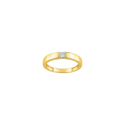 Bague en or jaune, or blanc et diamant 0.06ct