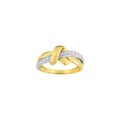 Bague en or jaune rhodié et oxyde de zirconium