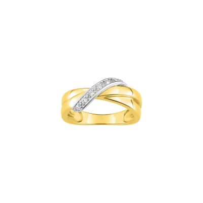 Bague en or jaune rhodié et oxyde de zirconium