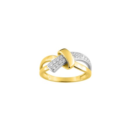 Bague en or jaune rhodié et oxyde de zirconium