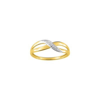 Bague en or jaune rhodié et diamant, 0.02ct