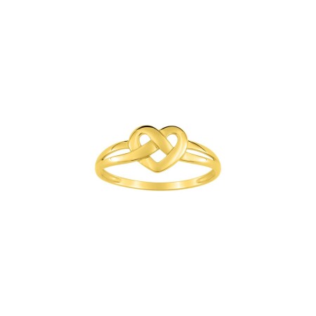 Bague coeur entrelacé en or jaune et oxydes de zirconium