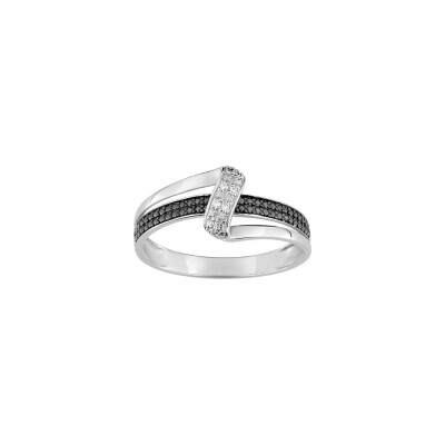 Bague en or blanc, rhodium noir et diamant, 0.02ct