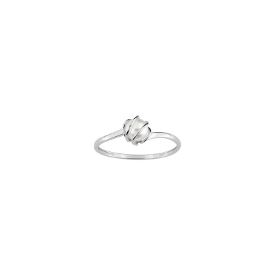 Bague en or blanc et perle de culture