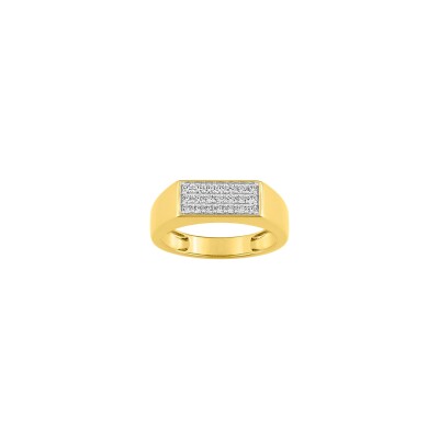 Chevalière en or jaune et oxyde de zirconium