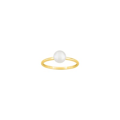 Bague en or jaune et perle de culture 6mm