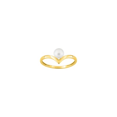 Bague en or jaune et perle de culture 5mm