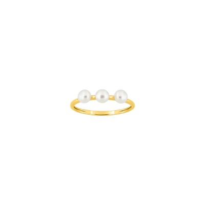 Bague en or jaune et perle de culture 4mm