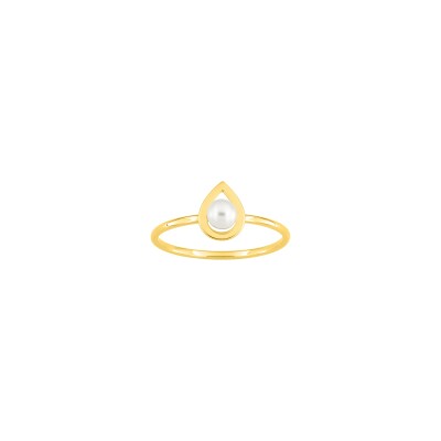 Bague en or jaune, perle de culture 4mm