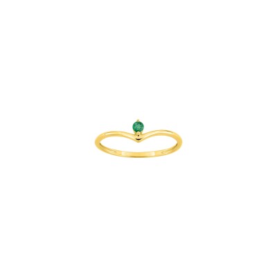 Bague en or jaune et émeraude