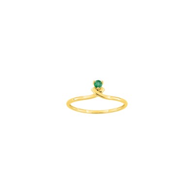 Bague en or jaune et émeraude