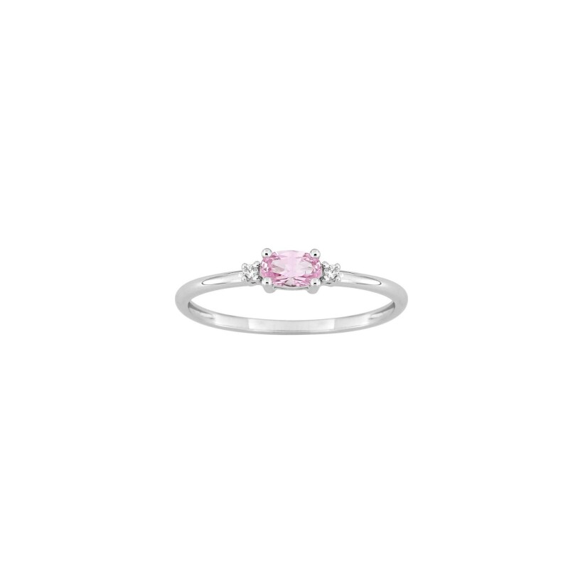 Bague en or blanc, saphir rose et diamants