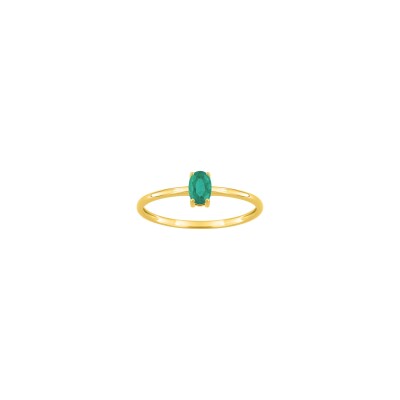 Bague en or jaune et émeraude