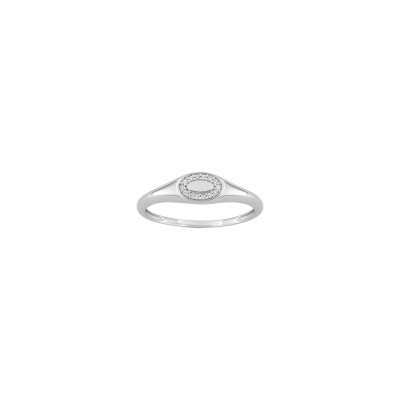 Chevalière en or blanc et diamant 0.04ct