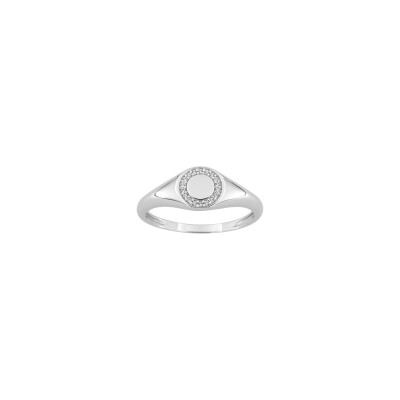 Chevalière en or blanc et diamant 0.05ct