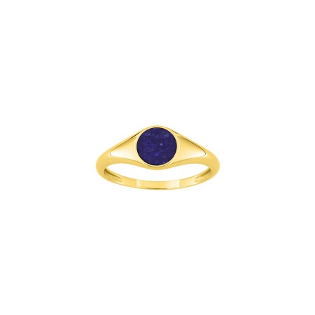 Chevalière en or jaune et lapis lazuli