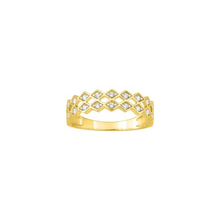 Bague en or jaune, rhodium et diamants