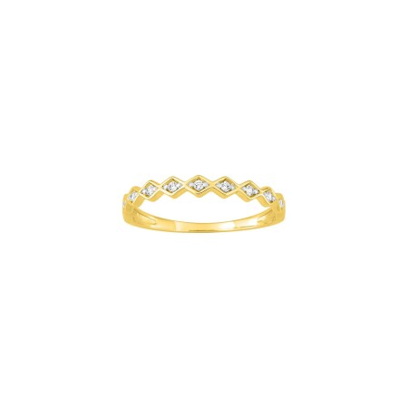 Bague en or jaune, rhodium et diamants