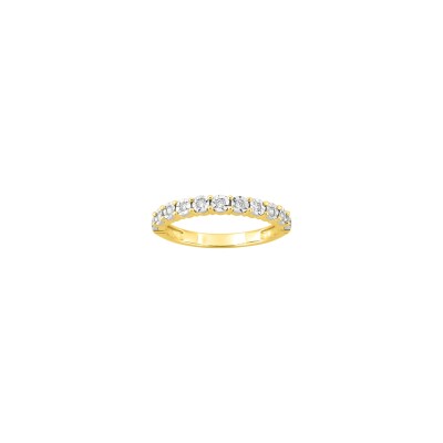 Alliance en or jaune, or blanc, diamant 0.15ct