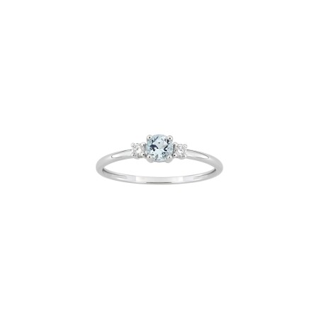 Bague en or blanc, aigue-marine et diamants