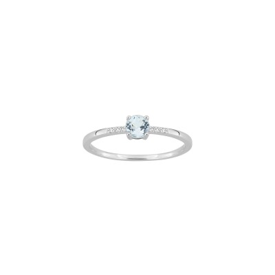 Bague en or blanc, aigue-marine et diamants