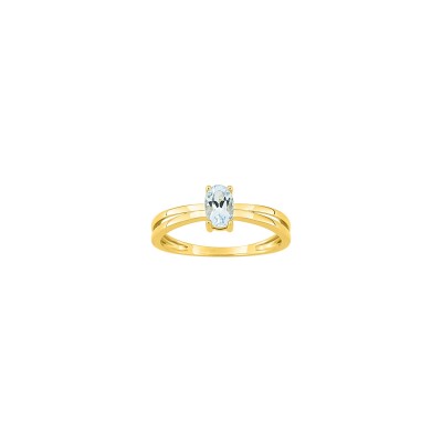 Bague en or jaune et aigue-marine