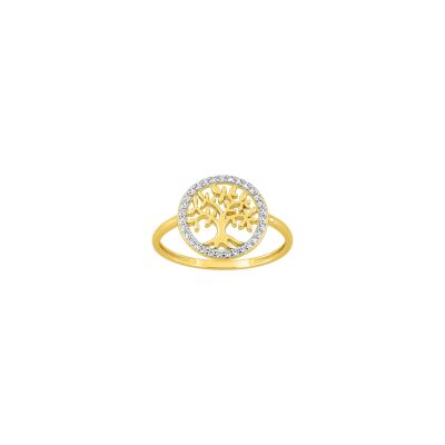 Bague en or jaune et oxyde de zirconium