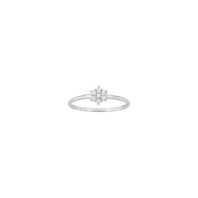 Bague en or blanc, diamant 0.09ct et rubis