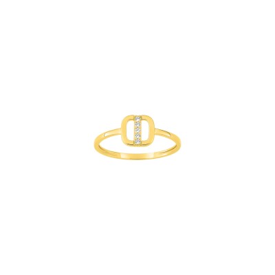 Bague en or jaune et oxyde de zirconium