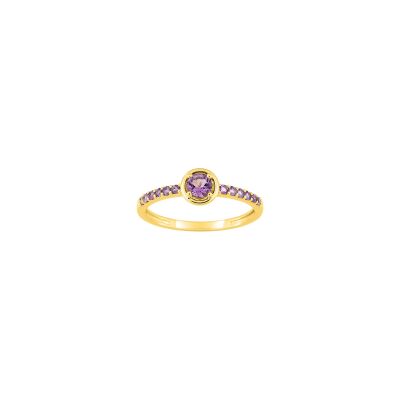 Bague en or jaune et améthyste