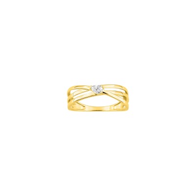 Bague en or jaune, oxyde de zirconium