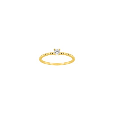 Solitaire en or jaune et diamant 0.15ct