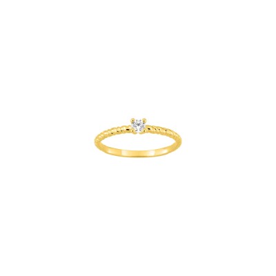 Solitaire en or jaune et diamant 0.10ct
