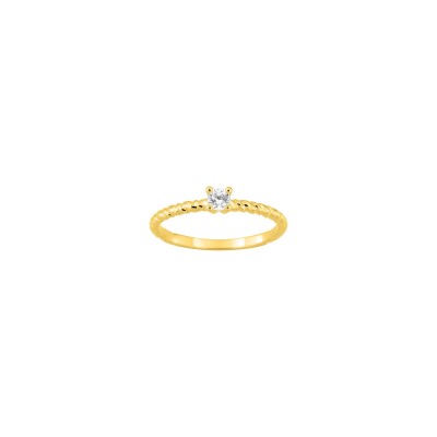Solitaire en or jaune et diamant 0.15ct