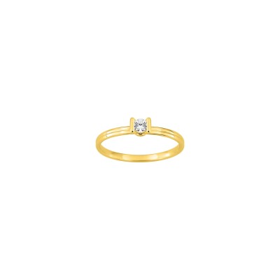 Solitaire en or jaune et diamant 0.10ct