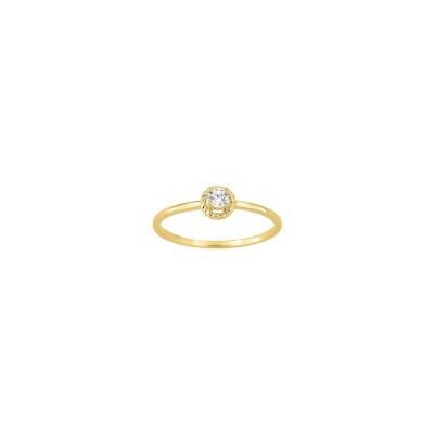 Bague solitaire en or jaune et diamant 0.10ct