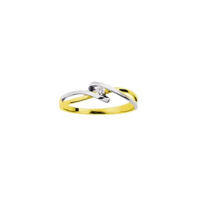 Solitaire en or jaune rhodié et diamant 0.04ct