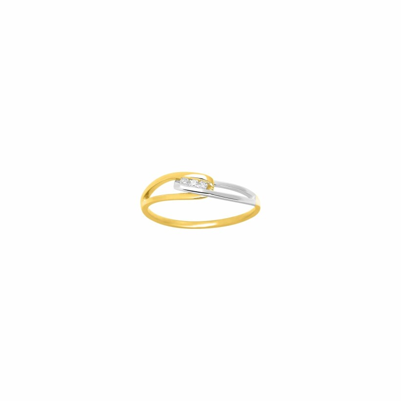 Bague en or jaune, or blanc et diamants