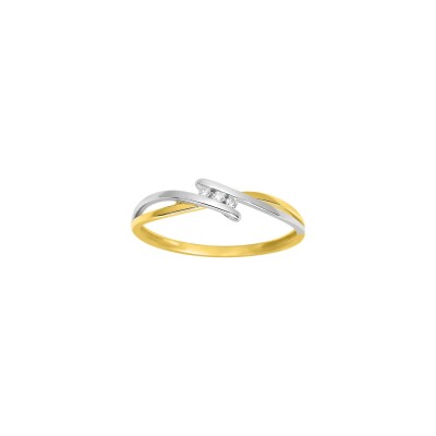 Bague en or jaune rhodié et diamant, 0.03ct