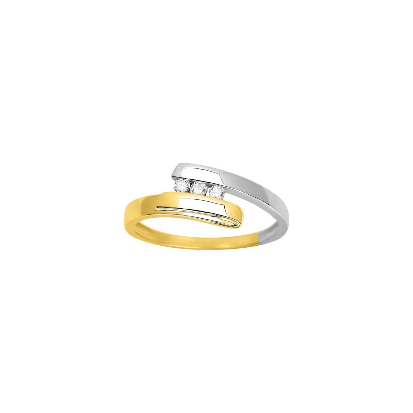 Bague en or jaune rhodié et diamant, 0.08ct