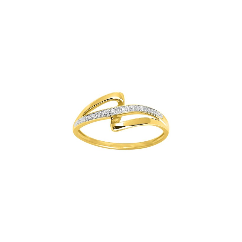 Bague en or jaune et diamant, 0.02ct