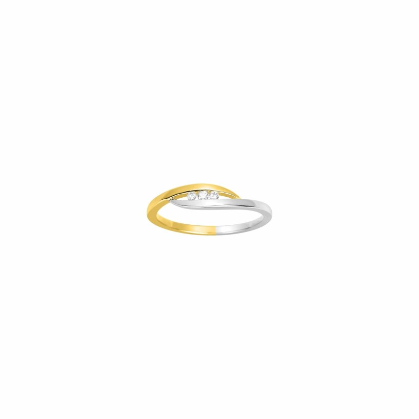 Bague en or jaune, or blanc et diamants