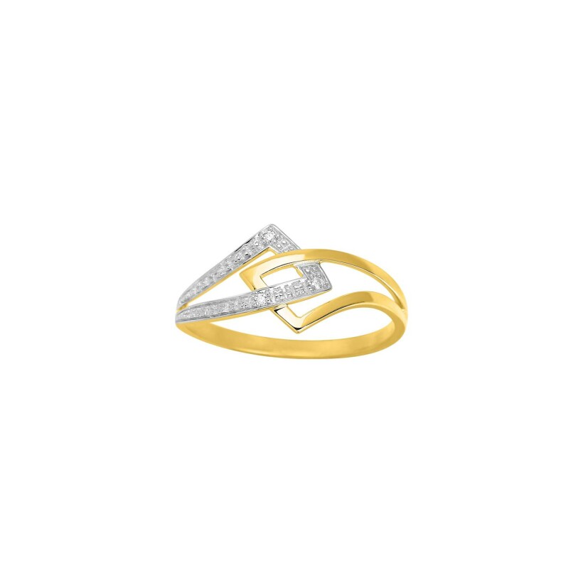 Bague en or jaune rhodié et diamant, 0.01ct