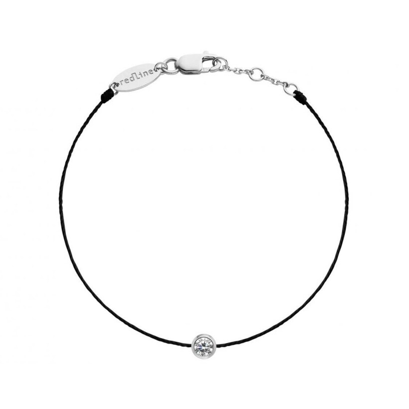 Bracelet Redline Pure fil noir avec diamant 0.10 ct en serti clos, or blanc