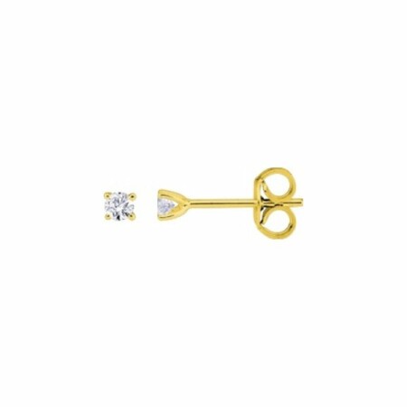 Boucles d'oreilles clou en or jaune et diamants