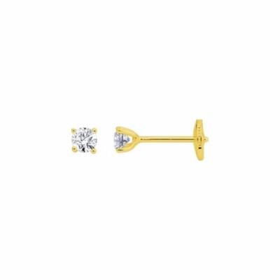 Boucles d'oreilles clou en or jaune et diamants